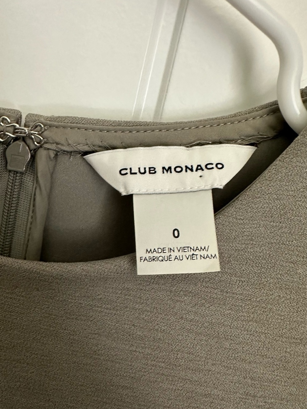 Club Monaco Sleeveless Mini Dress Khaki Olive Crewneck Mod A-Line Shift - Picture 4 of 12